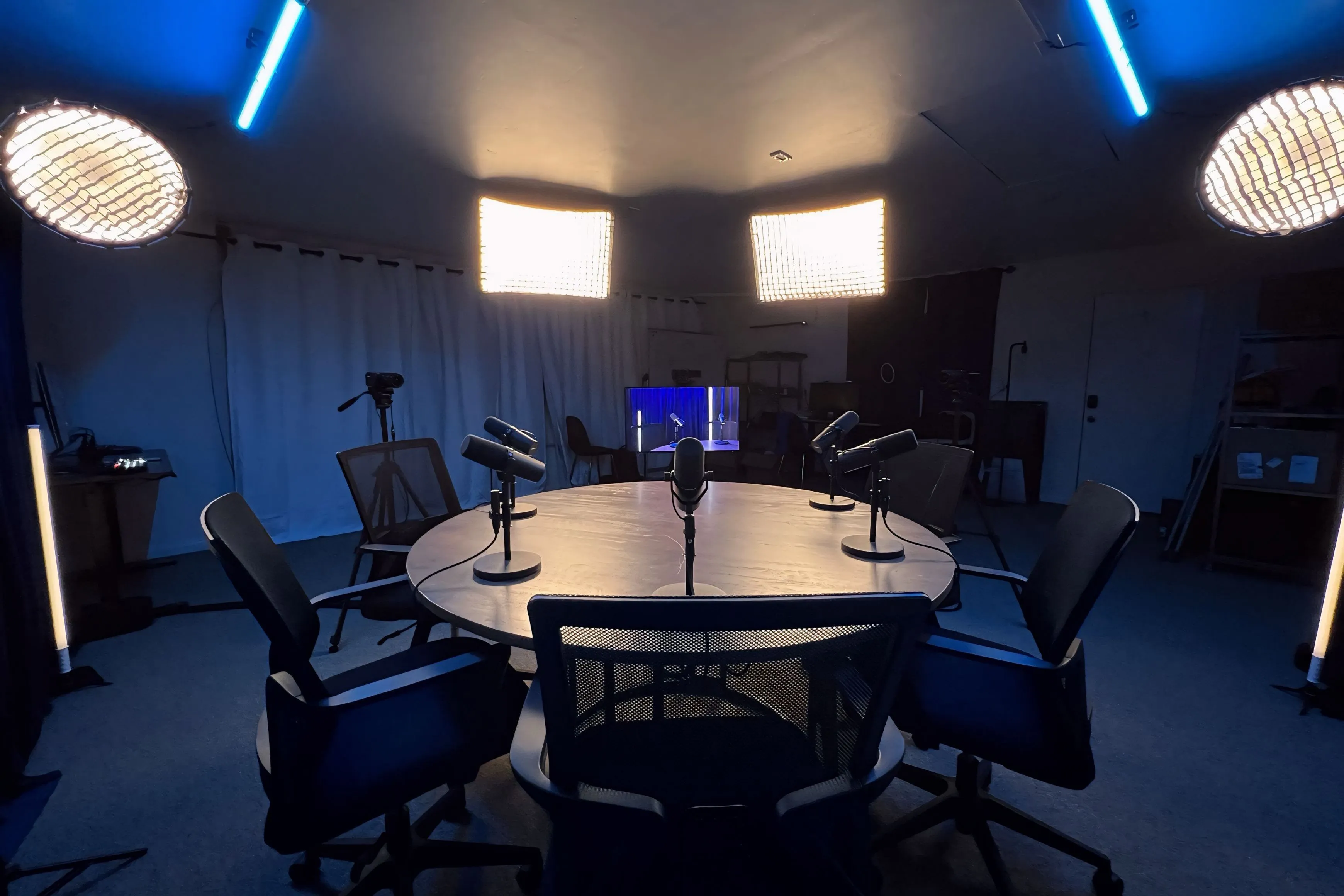 Professional microphone setup in recording booth